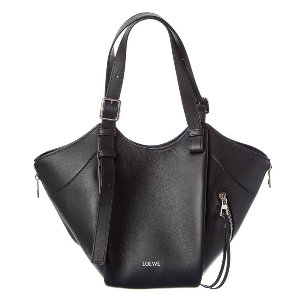 Loewe Hammock Flip Leather Tote, Black